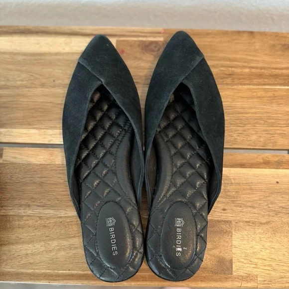 Birdies- The Swan Black Suede Pointy Mules - Size 6.5 - Picture 4 of 6